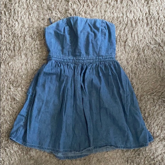 Free people size 2 denim strapless dress - Picture 2 of 3
